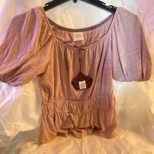 Knox Rose Raglan Light Purple Petal Short Sleeve Top Medium